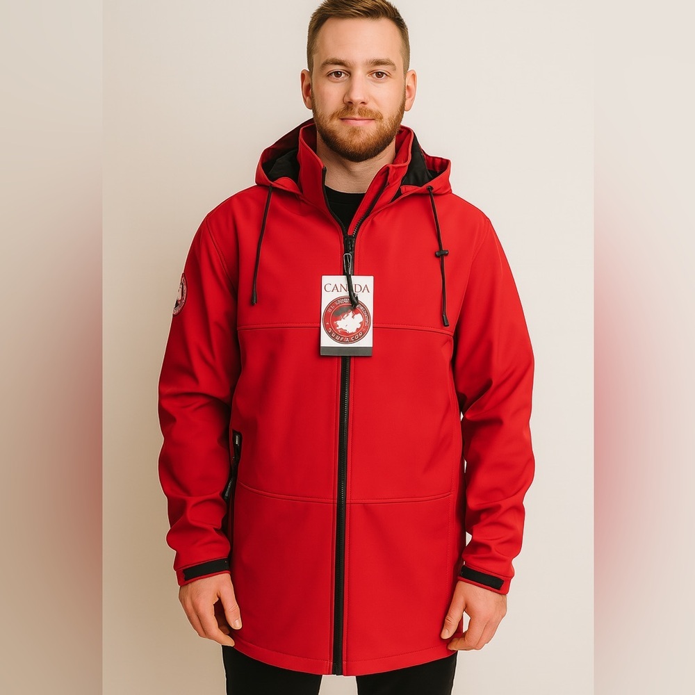 Canada Weather Keep Heat Waterproof Fire Red Detachable Hood Jacket Size XL